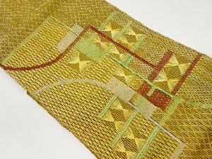 変わり抽象幾何学模様織出し夏用名古屋帯